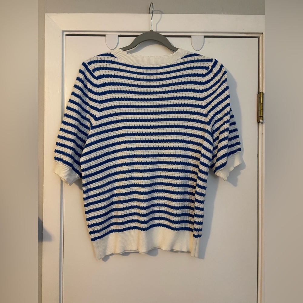 Draper James Blue and White Striped Sweater - Picture 3 of 3